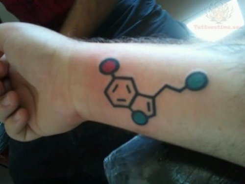 Color Ink Molecule Tattoo On Arm